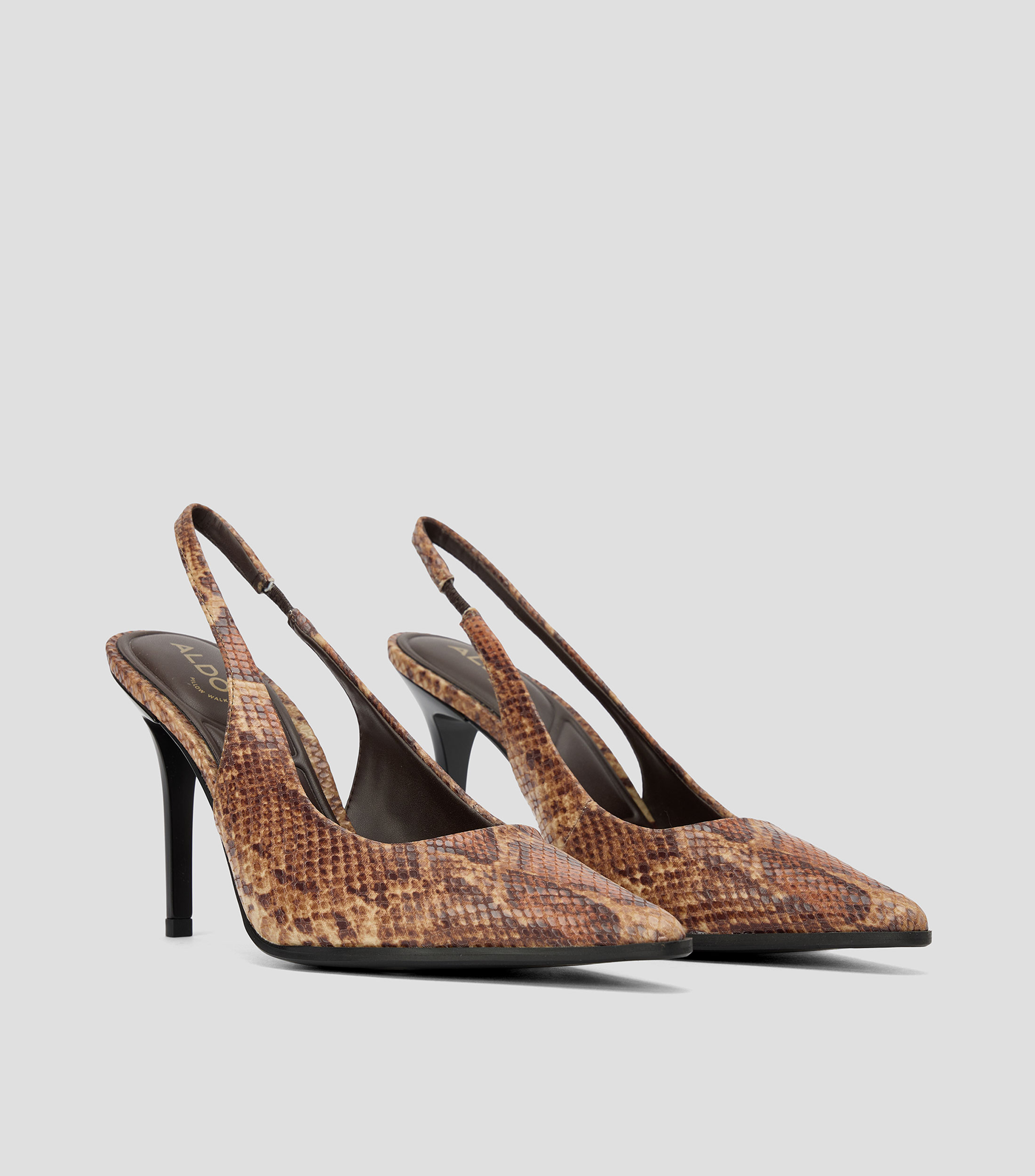 Zapatillas slingback tacón alto de aguja animalprint Mujer